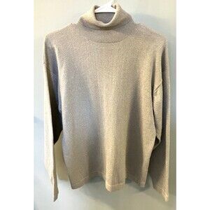 The Icing Relaxed Fit Stretch Silver Metallic Turtleneck Top  Size Medium